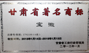 甘肅寶徽實業集團甘肅省著名商標